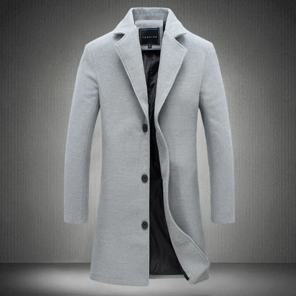 Leon | Refined Single-Breasted Wool Coat with Elegant Collar