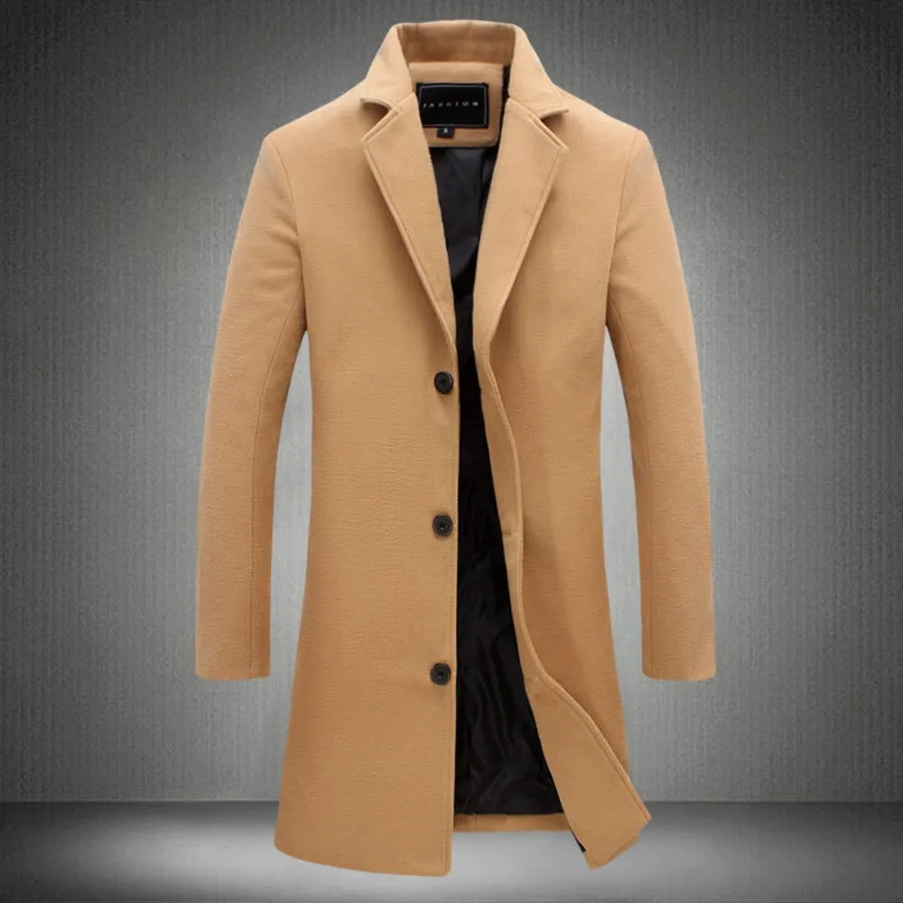 Leon | Refined Single-Breasted Wool Coat with Elegant Collar