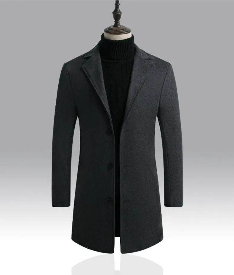 Leon | Refined Single-Breasted Wool Coat with Elegant Collar