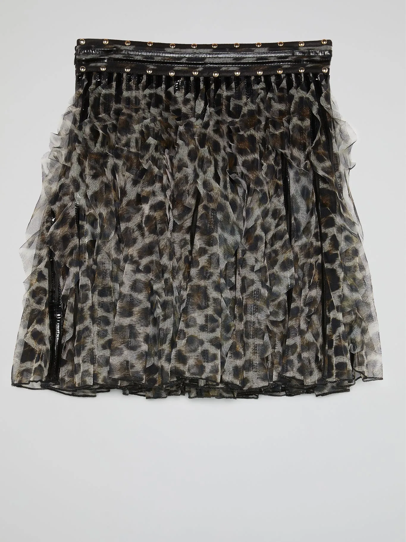 Leopard Print Frill Mini Skirt