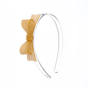 Lilies & Roses Bowtie Headband - Gold Glitter