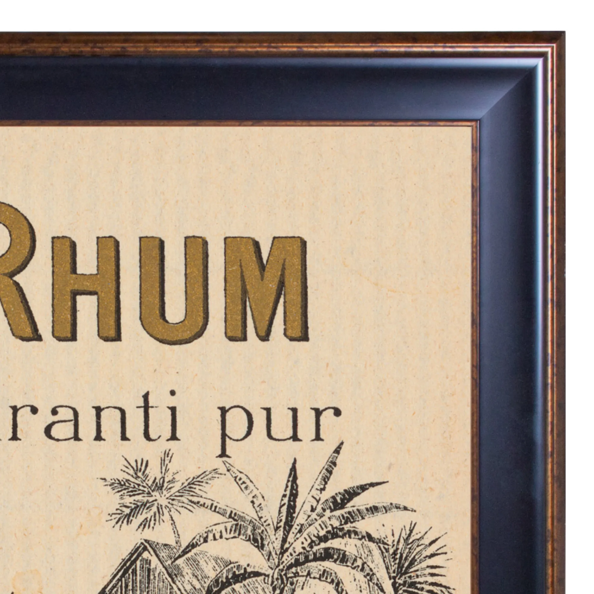 Lithograph of Antique Rum Label from the French West Indies in New Framing