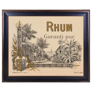 Lithograph of Antique Rum Label from the French West Indies in New Framing