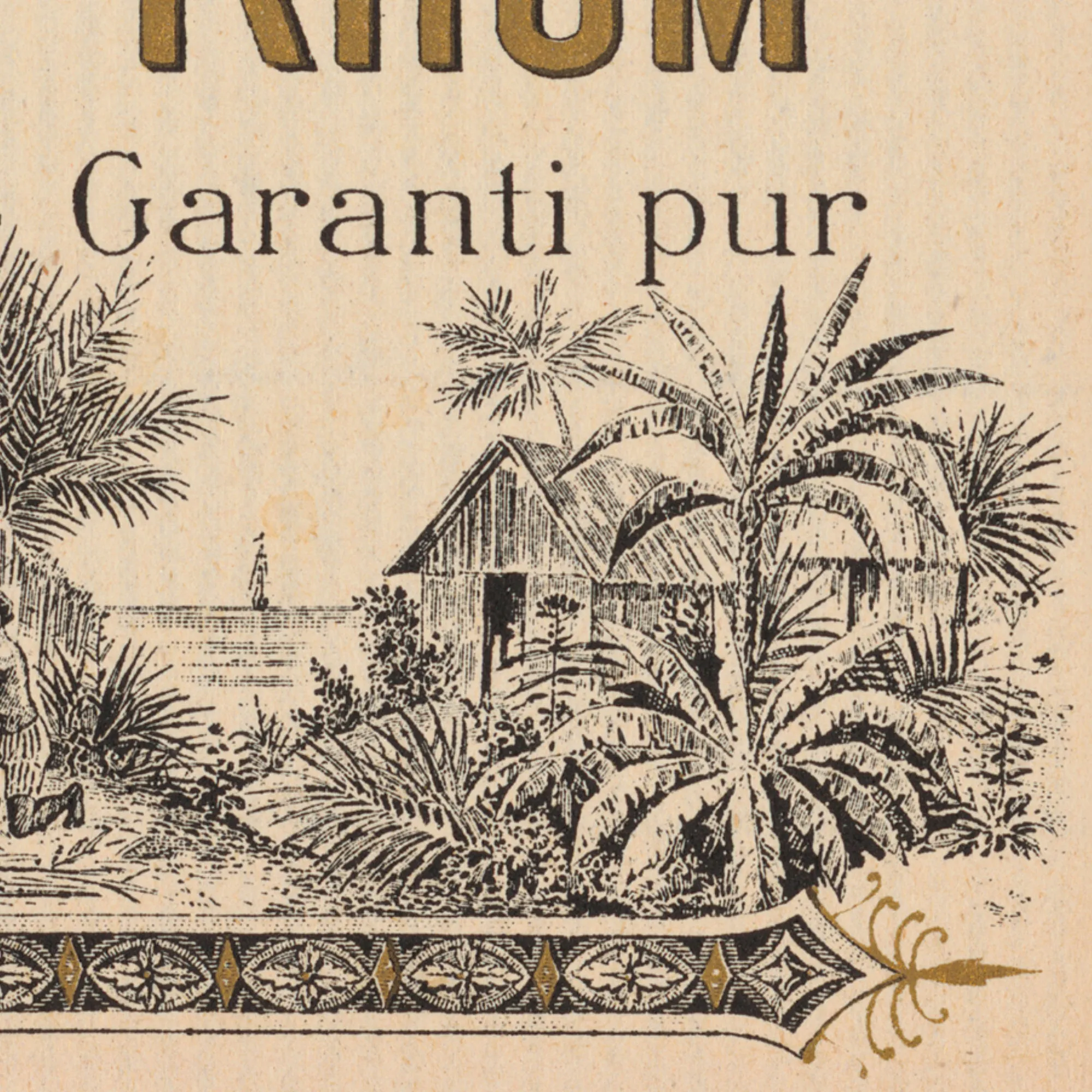 Lithograph of Antique Rum Label from the French West Indies in New Framing