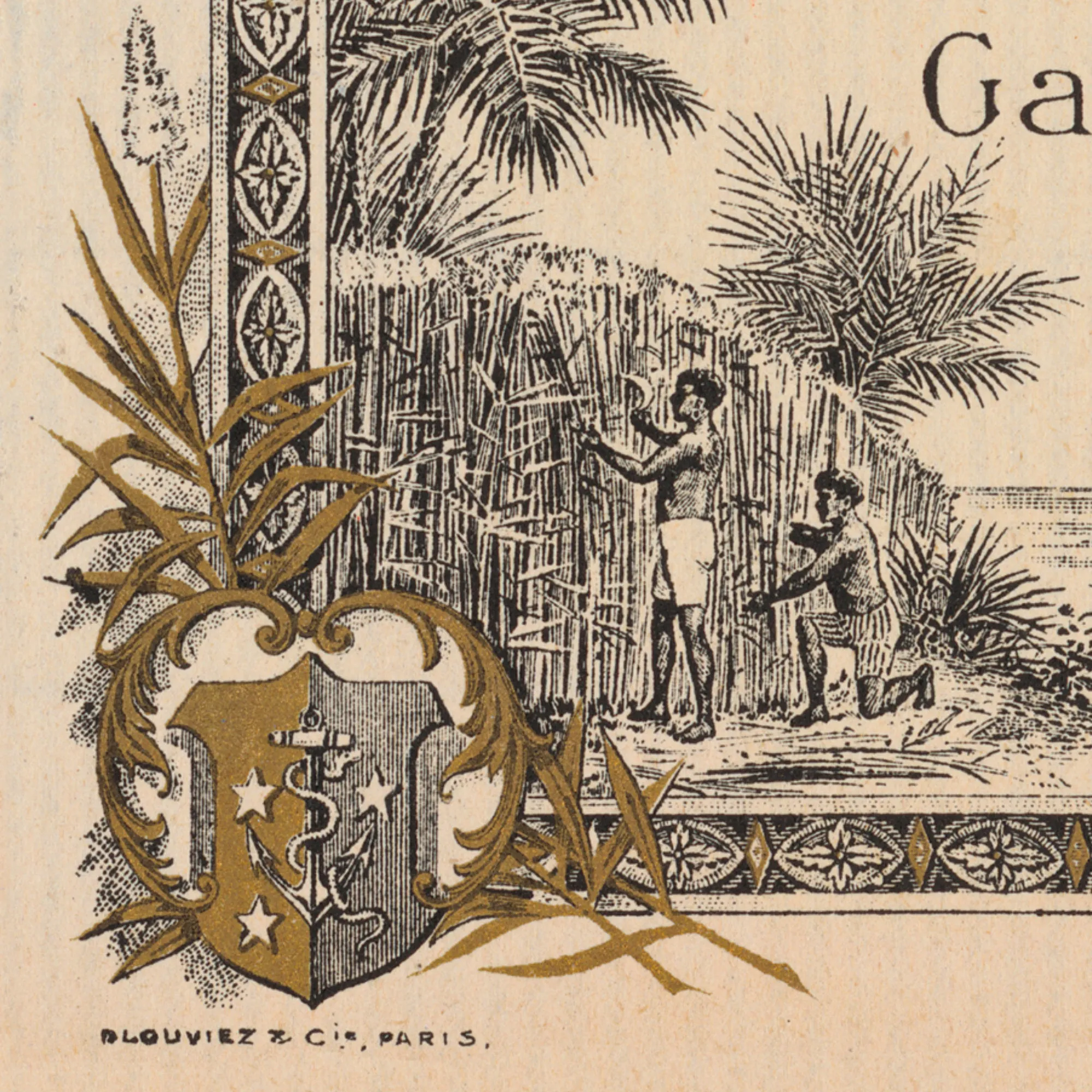 Lithograph of Antique Rum Label from the French West Indies in New Framing