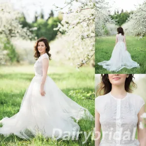 Long Wedding Dress, Tulle Wedding Dress, Lace Wedding Dress, Charming Bridal Dress, Applique Wedding Dress, DA856