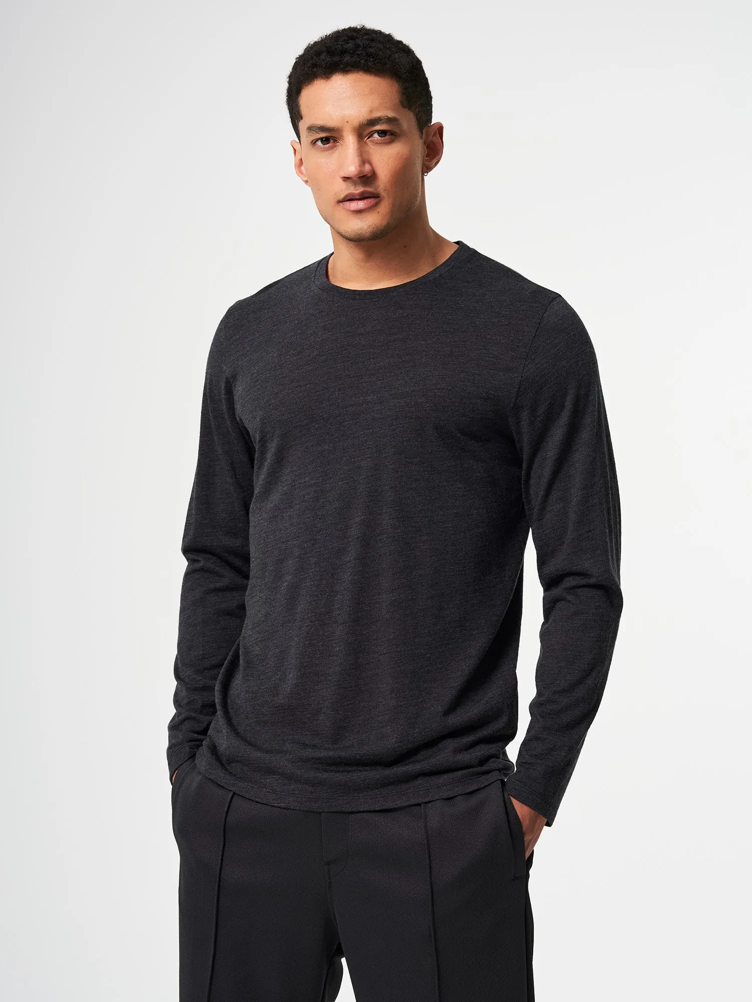 Longsleeve Merino - Dark Grey Melange (Male)