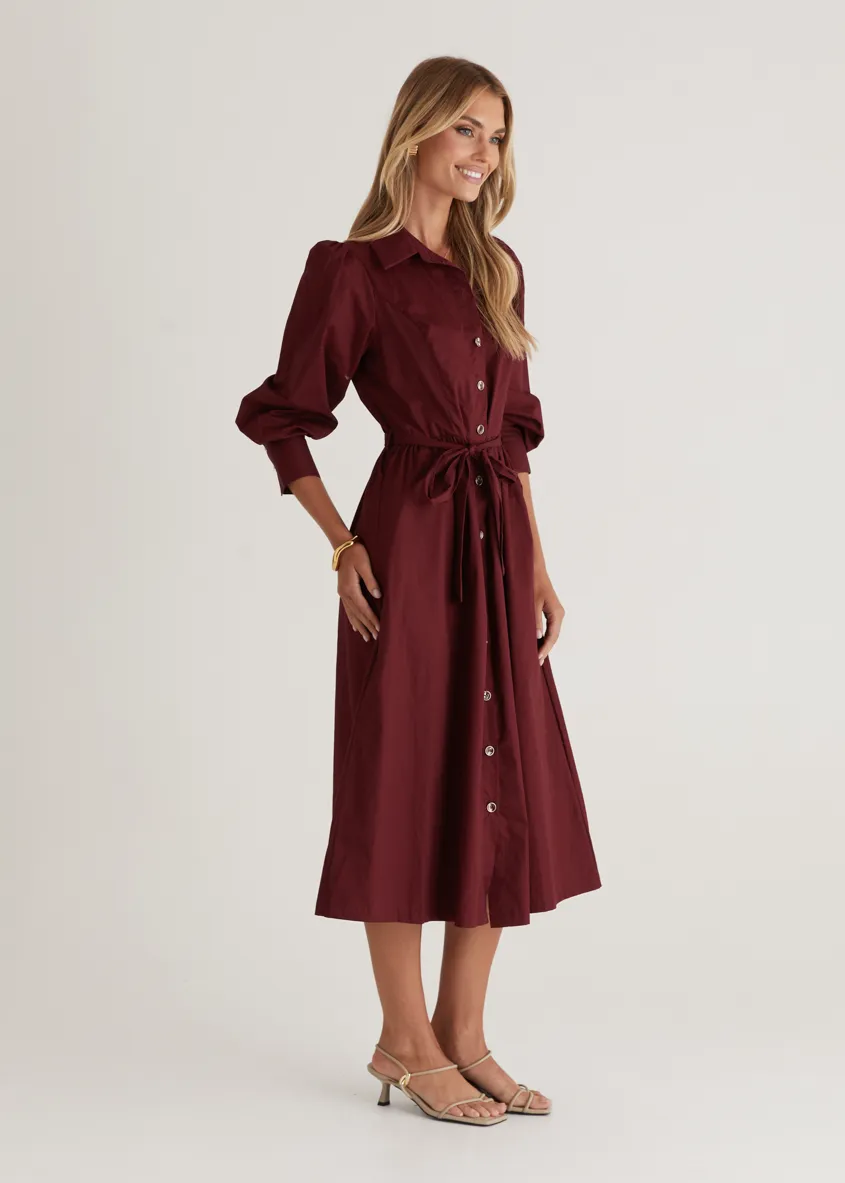 Louisa Midi Dress - Burgundy
