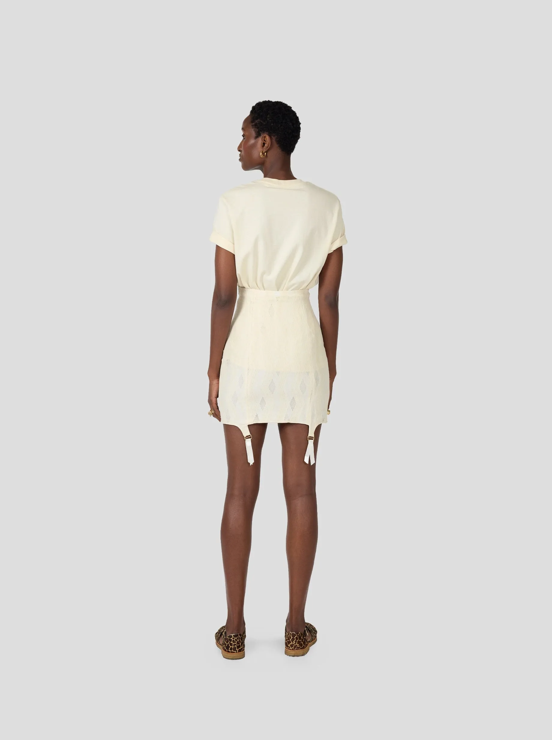 Louma Skirt In Cream Openwork Lace