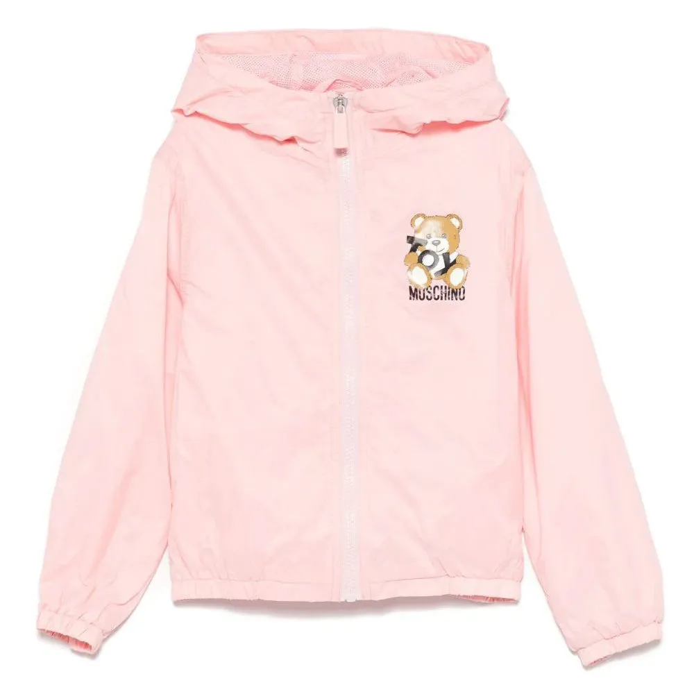 LS HODDED NYLON JACKET W TOY BEAR PRINT