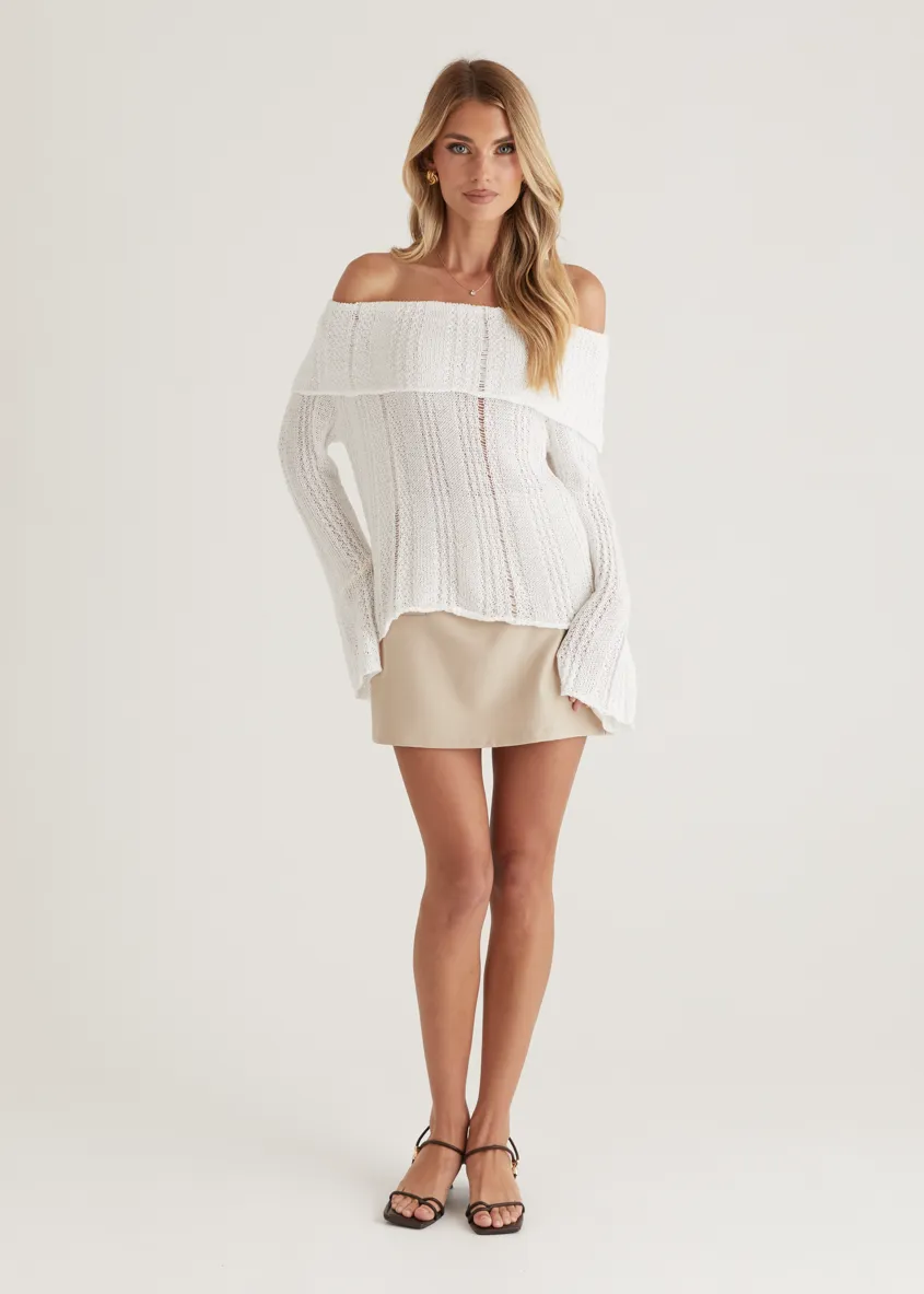 Lucy Off Shoulder Sweater - Off White
