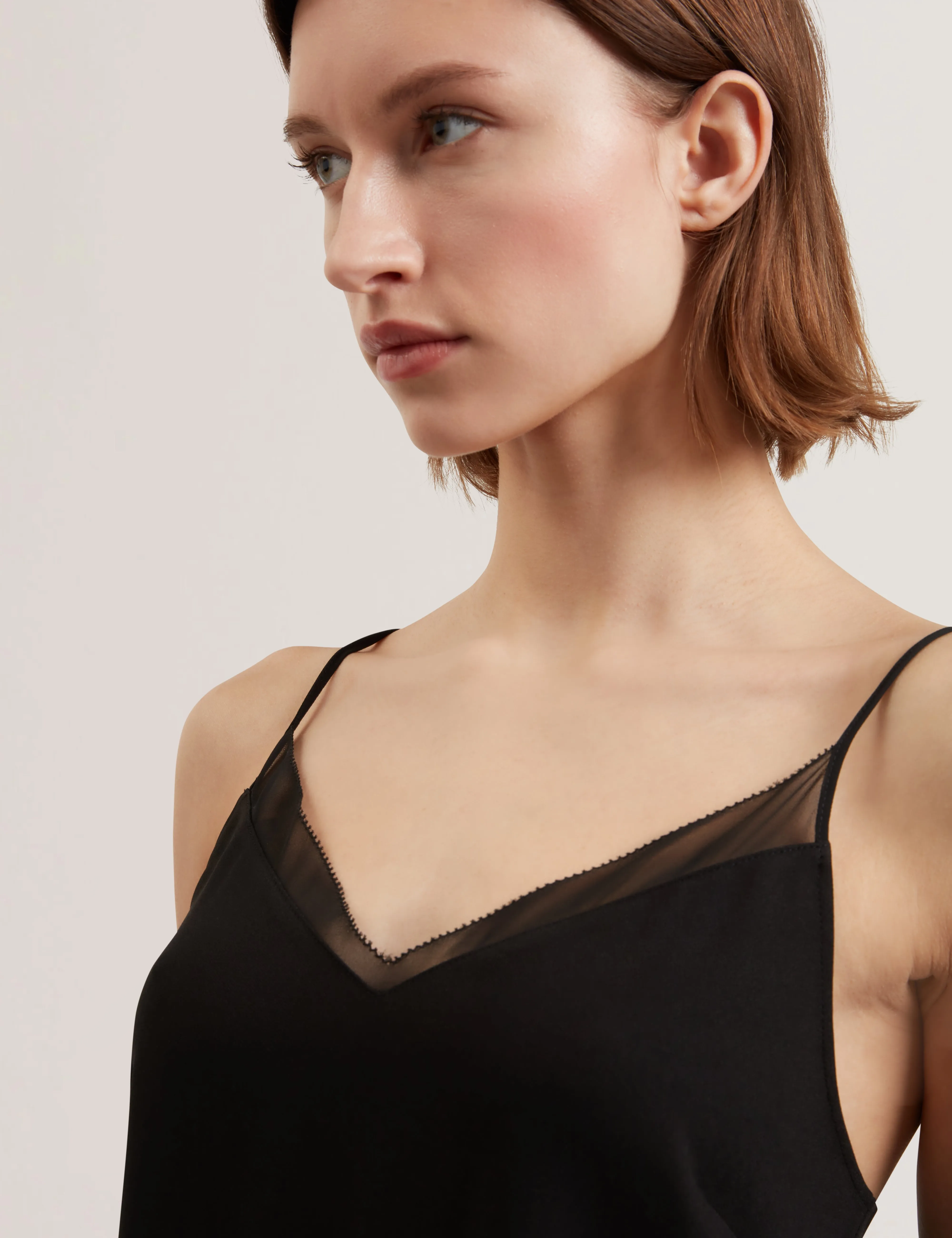 Lulea Chiffon Insert Cami Top Black