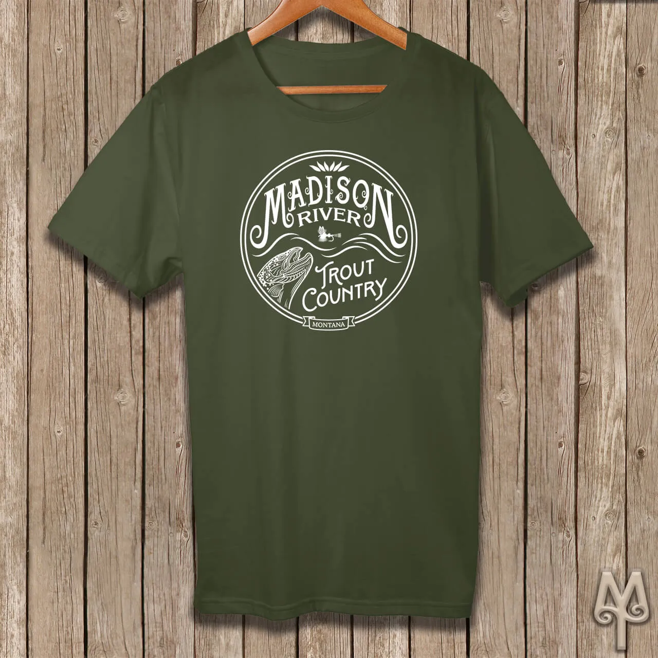 Madison River Trout Country, white logo t-shirt