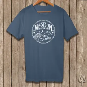 Madison River Trout Country, white logo t-shirt