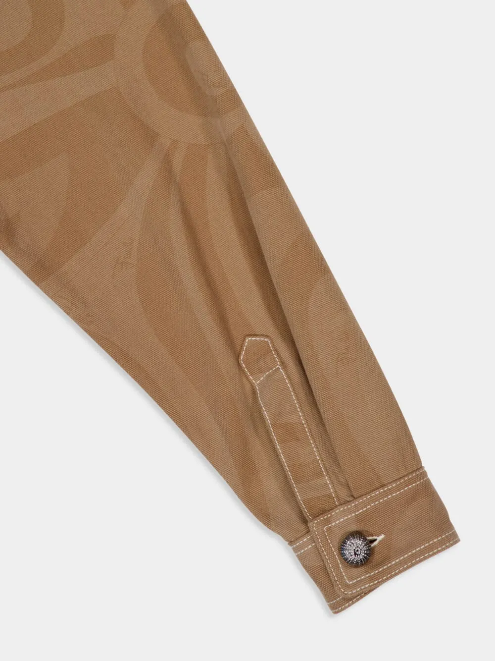 Marmo Print Canvas Jacket in Taupe