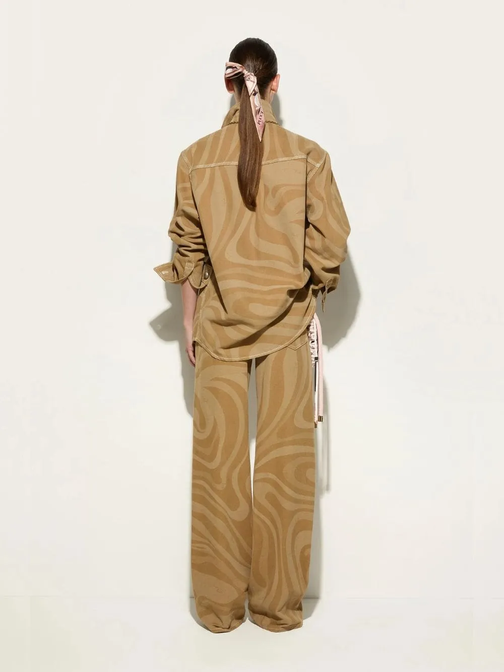 Marmo Print Canvas Jacket in Taupe