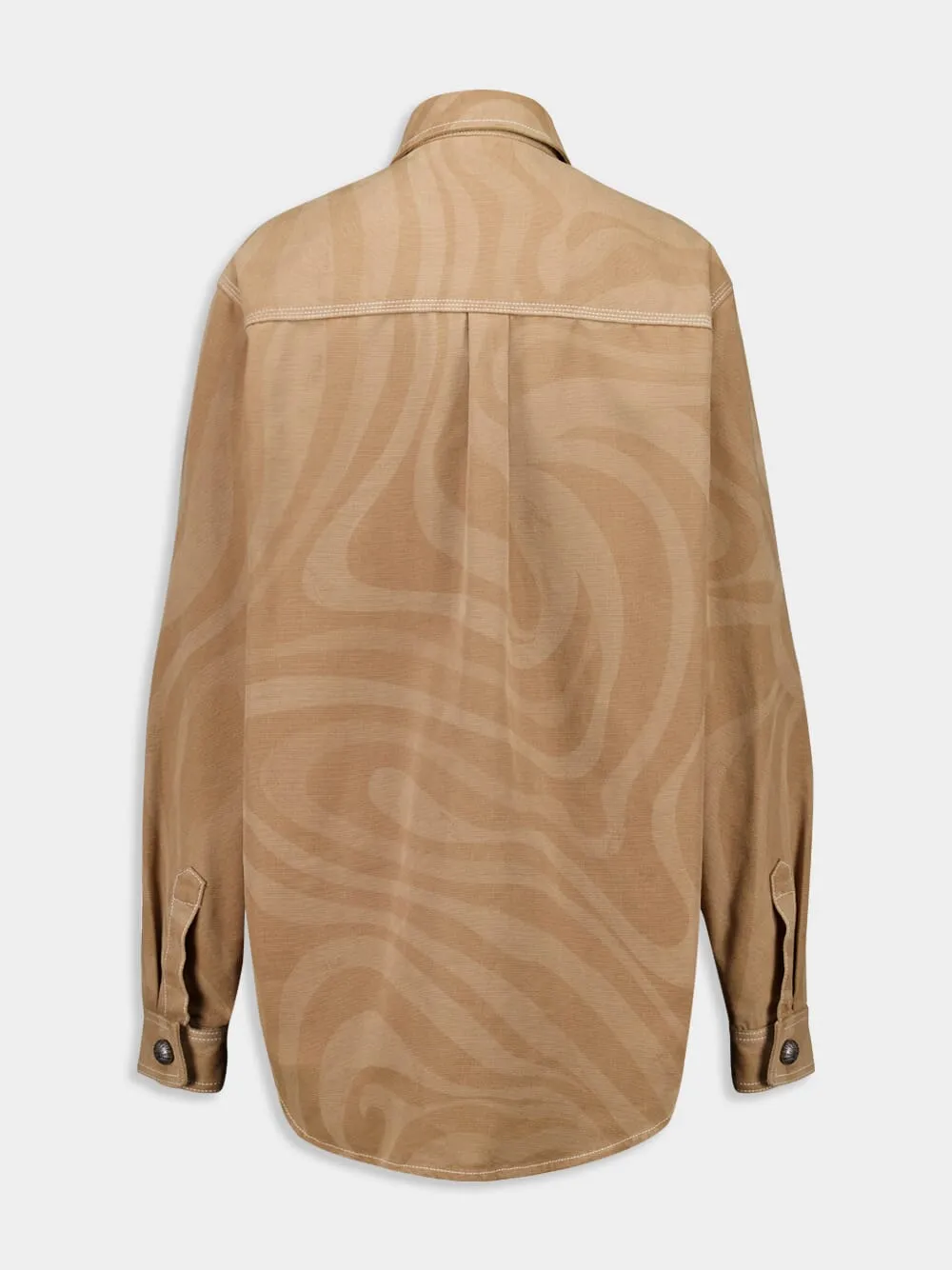 Marmo Print Canvas Jacket in Taupe