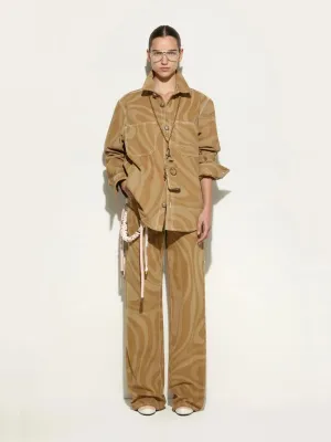 Marmo Print Canvas Jacket in Taupe