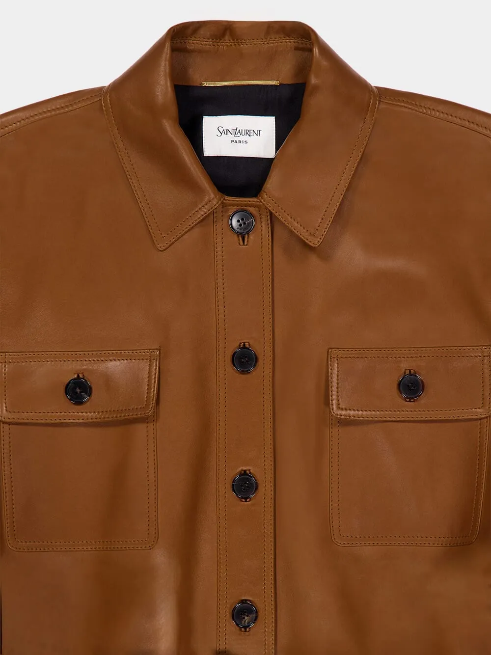 Marron Lambskin Short Safari Jacket