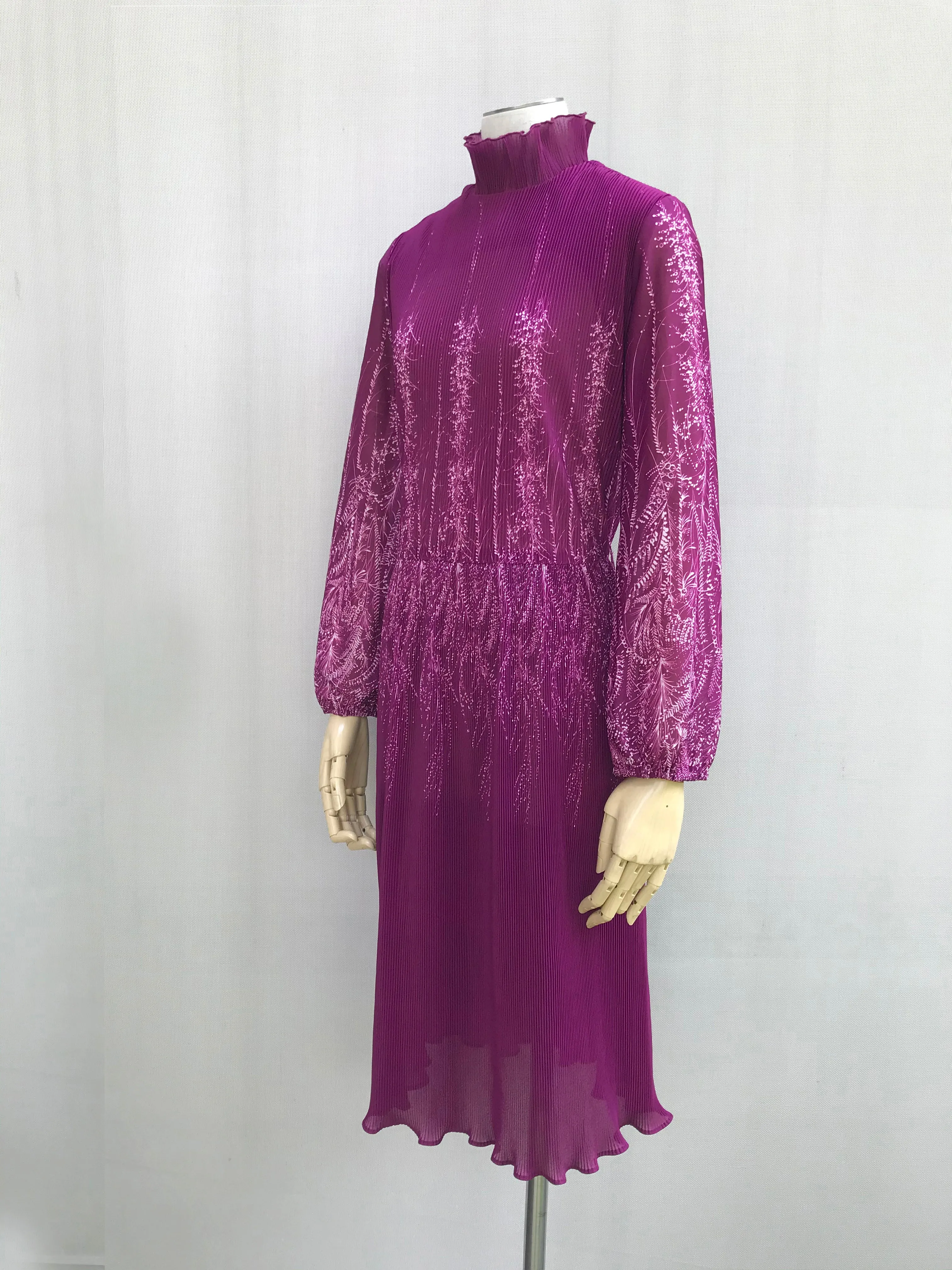 Mauve Pleated Floral Dress