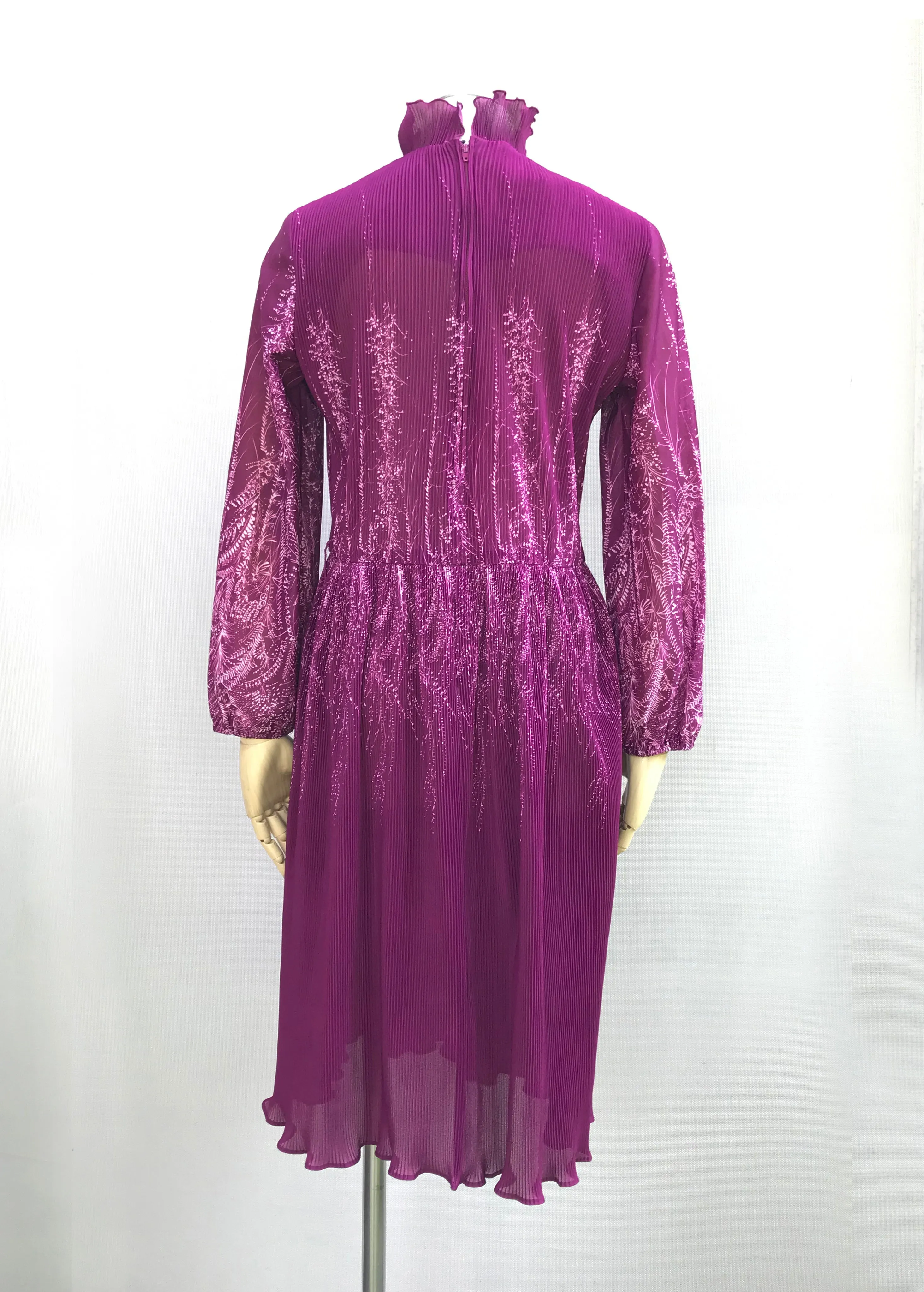 Mauve Pleated Floral Dress
