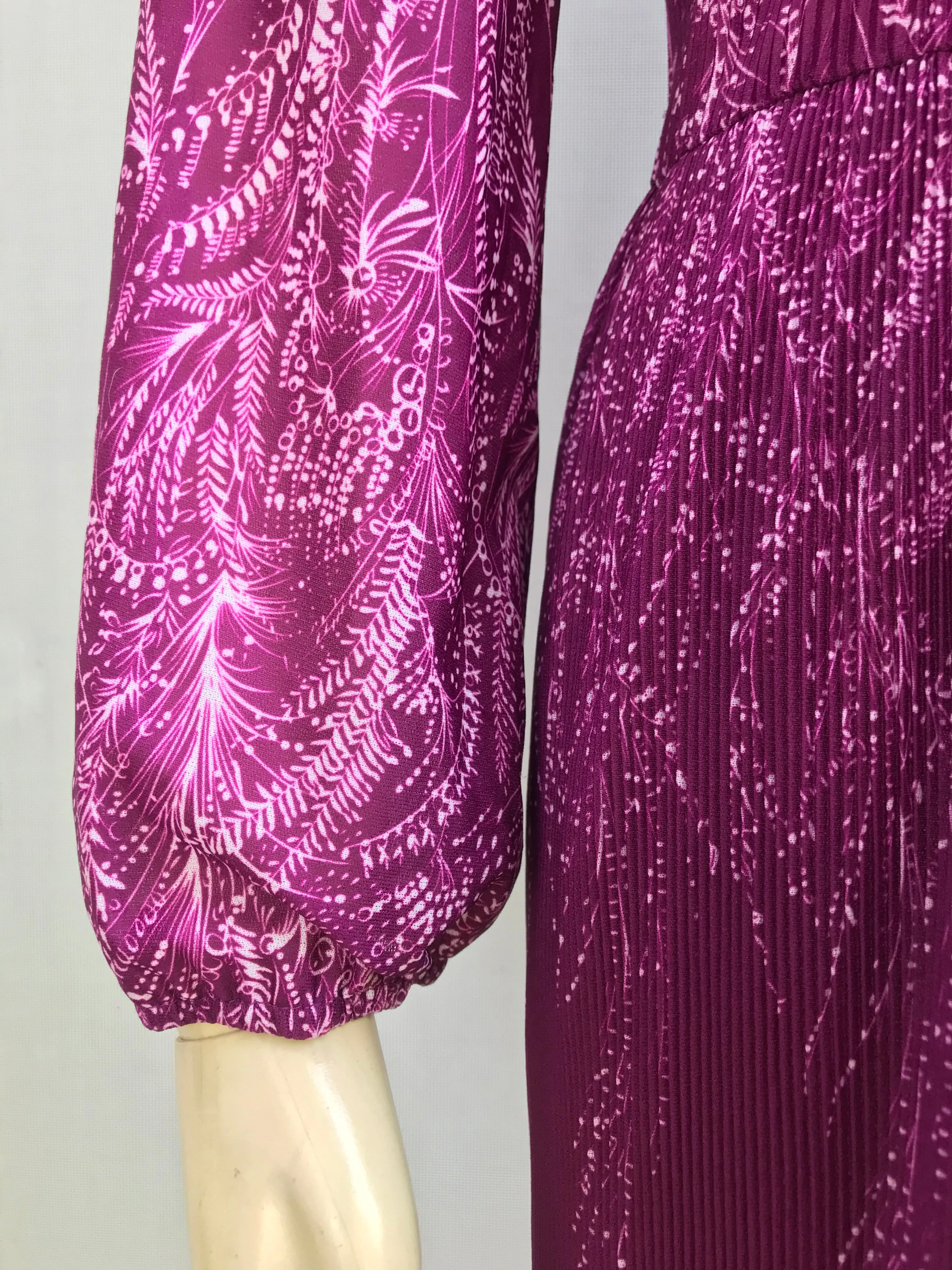 Mauve Pleated Floral Dress