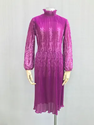 Mauve Pleated Floral Dress