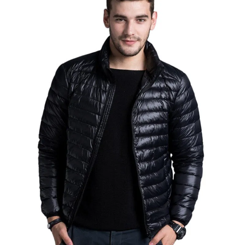 Men casual warm Jackets solid thin breathable Winter Jacket Mens outwear Coat Lightweight parka Plus size XXXL