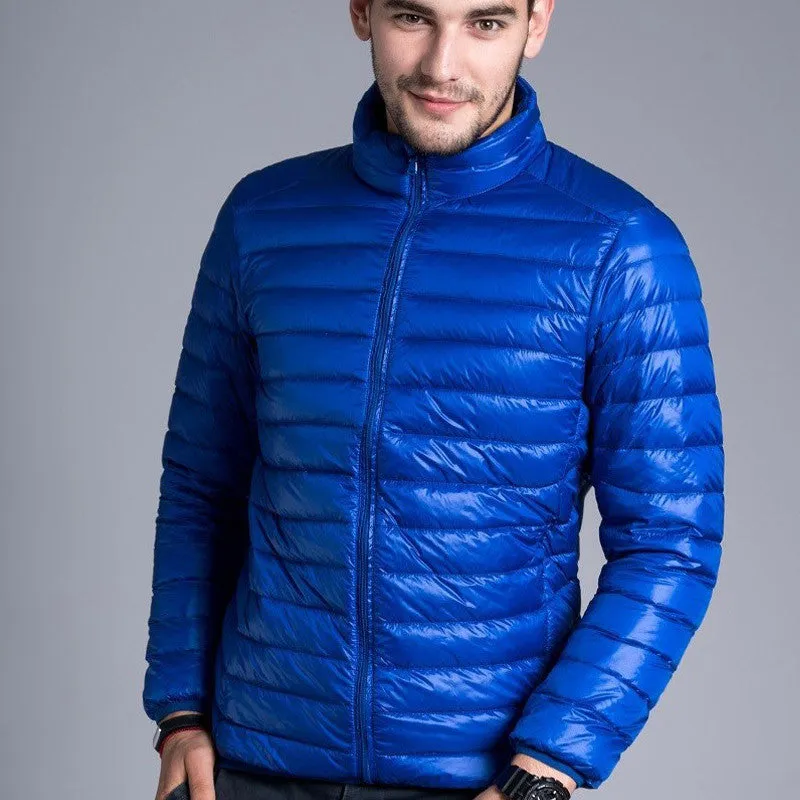 Men casual warm Jackets solid thin breathable Winter Jacket Mens outwear Coat Lightweight parka Plus size XXXL
