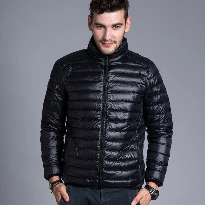 Men casual warm Jackets solid thin breathable Winter Jacket Mens outwear Coat Lightweight parka Plus size XXXL