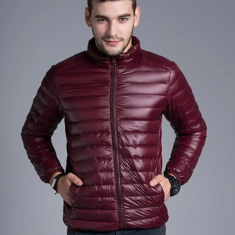 Men casual warm Jackets solid thin breathable Winter Jacket Mens outwear Coat Lightweight parka Plus size XXXL