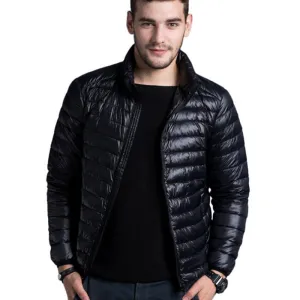 Men casual warm Jackets solid thin breathable Winter Jacket Mens outwear Coat Lightweight parka Plus size XXXL