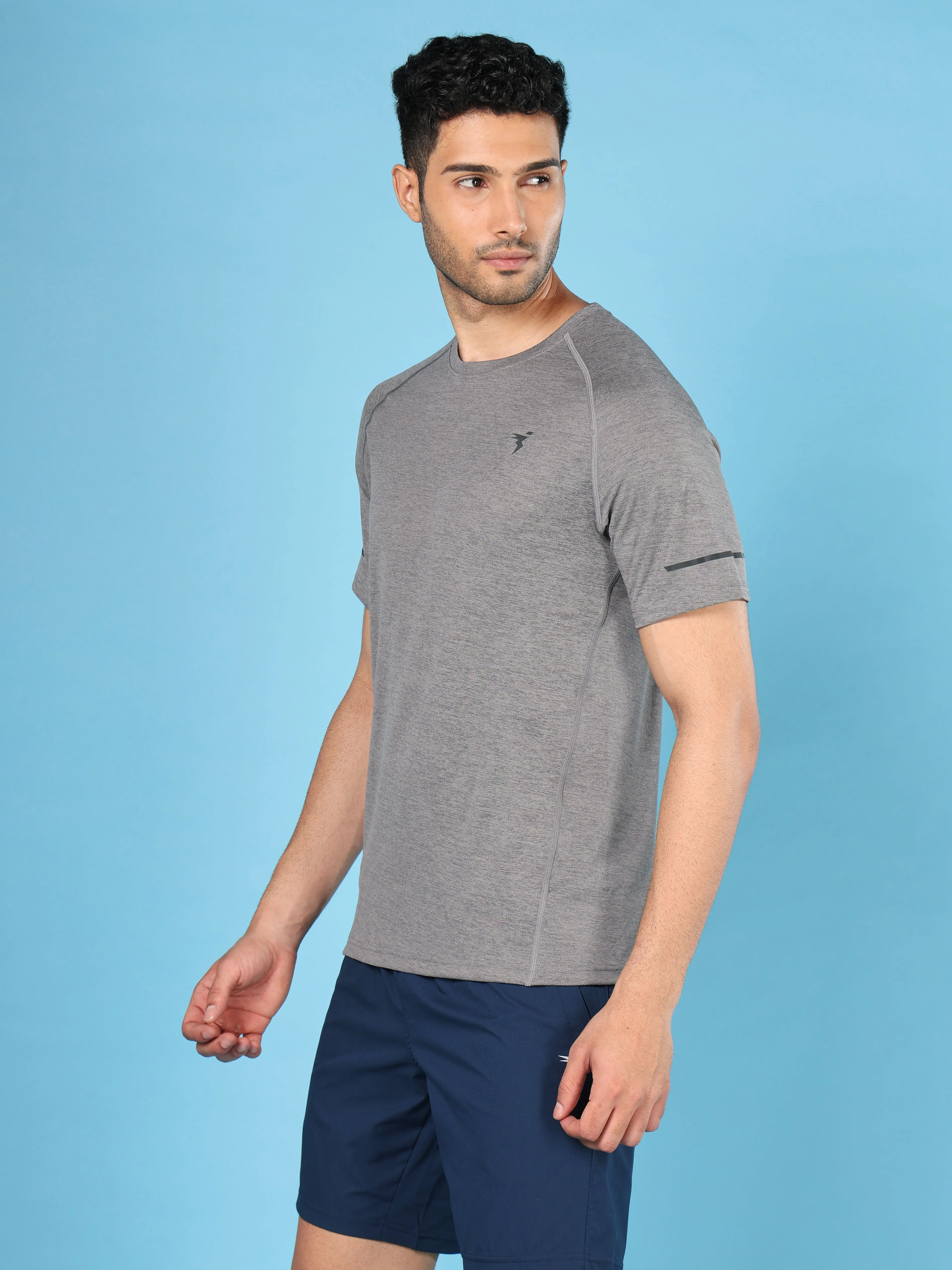 Men Melange Slim Fit Crew Neck T-shirt with MELANGE