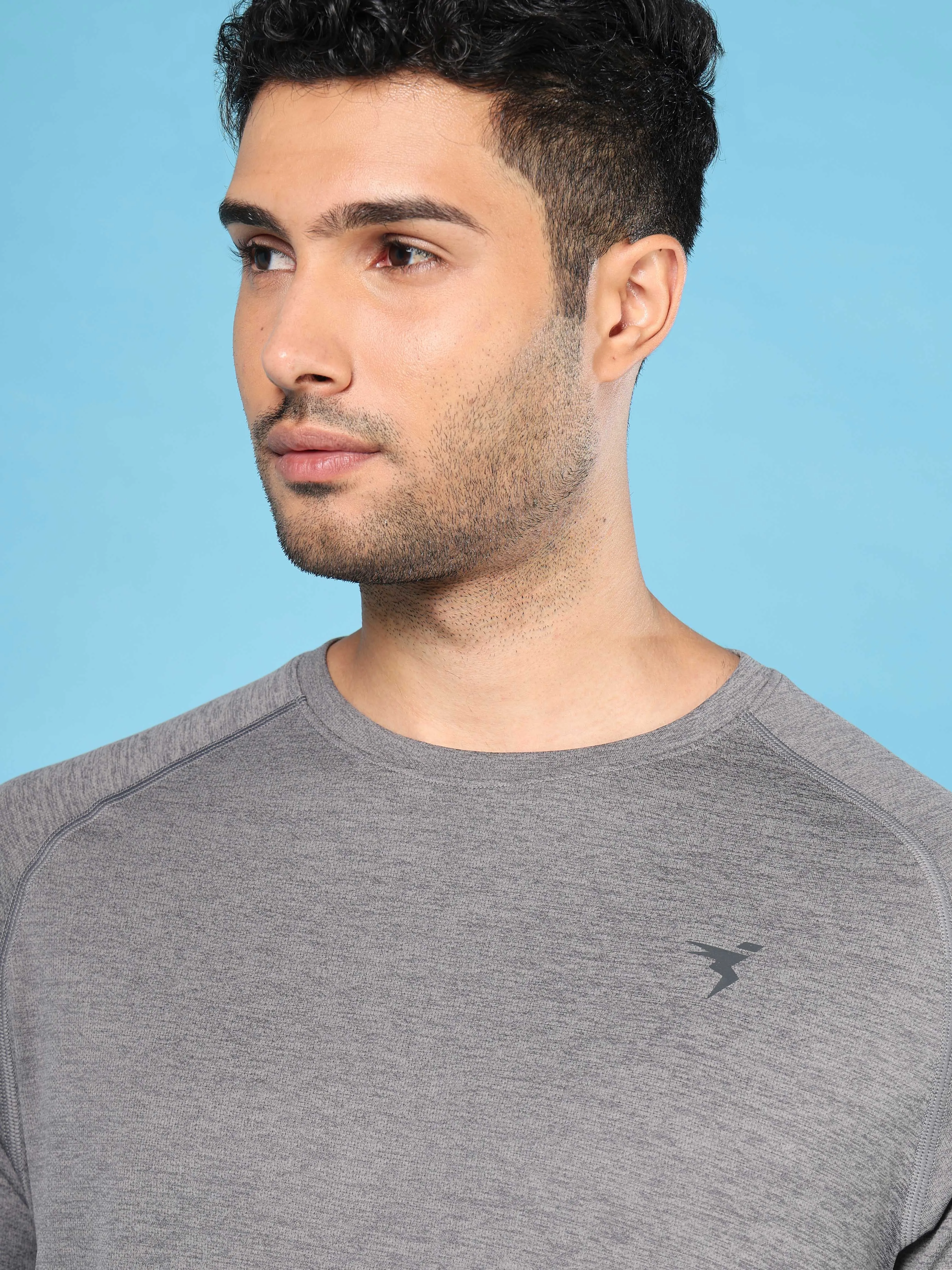 Men Melange Slim Fit Crew Neck T-shirt with MELANGE