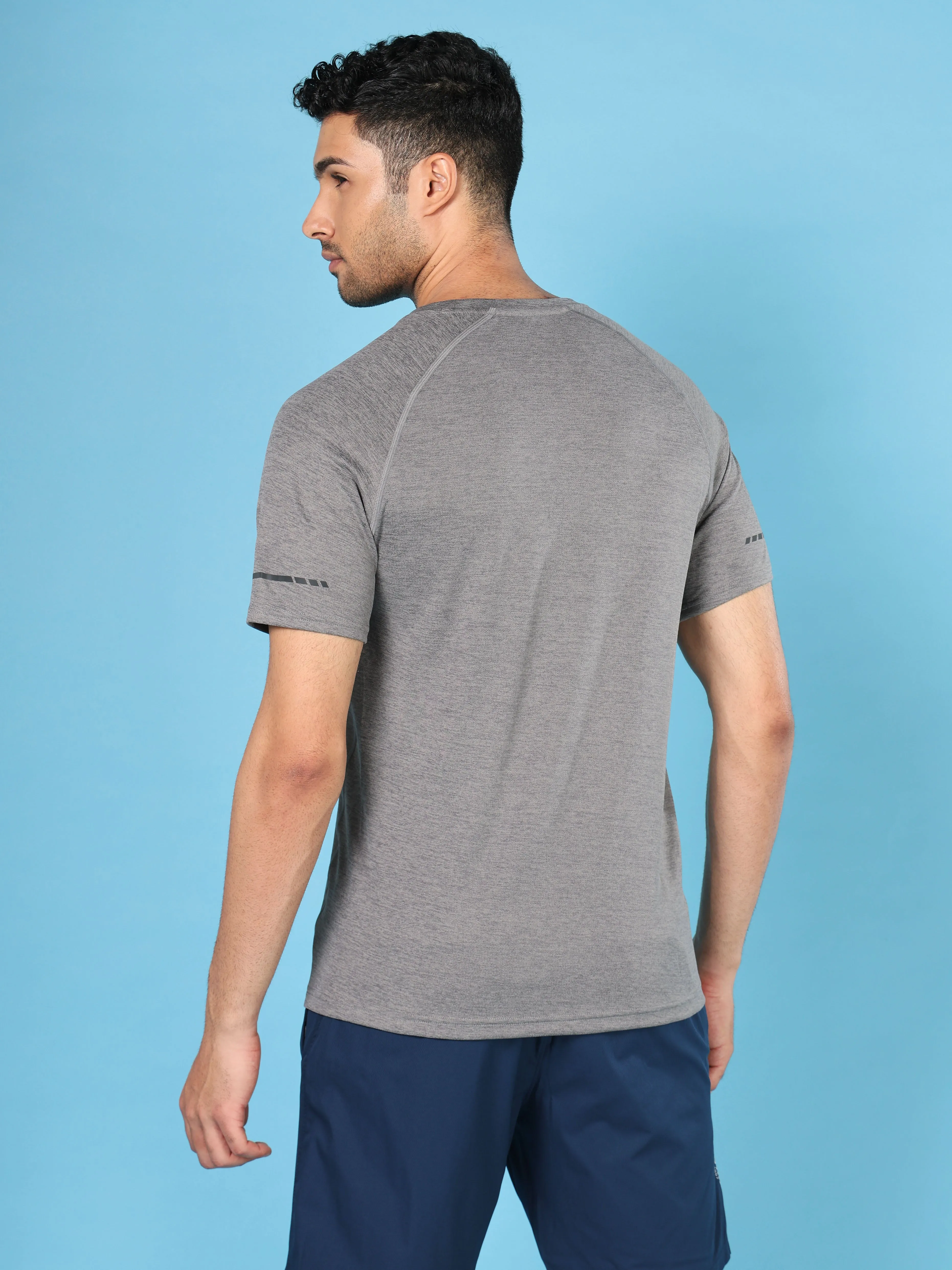 Men Melange Slim Fit Crew Neck T-shirt with MELANGE