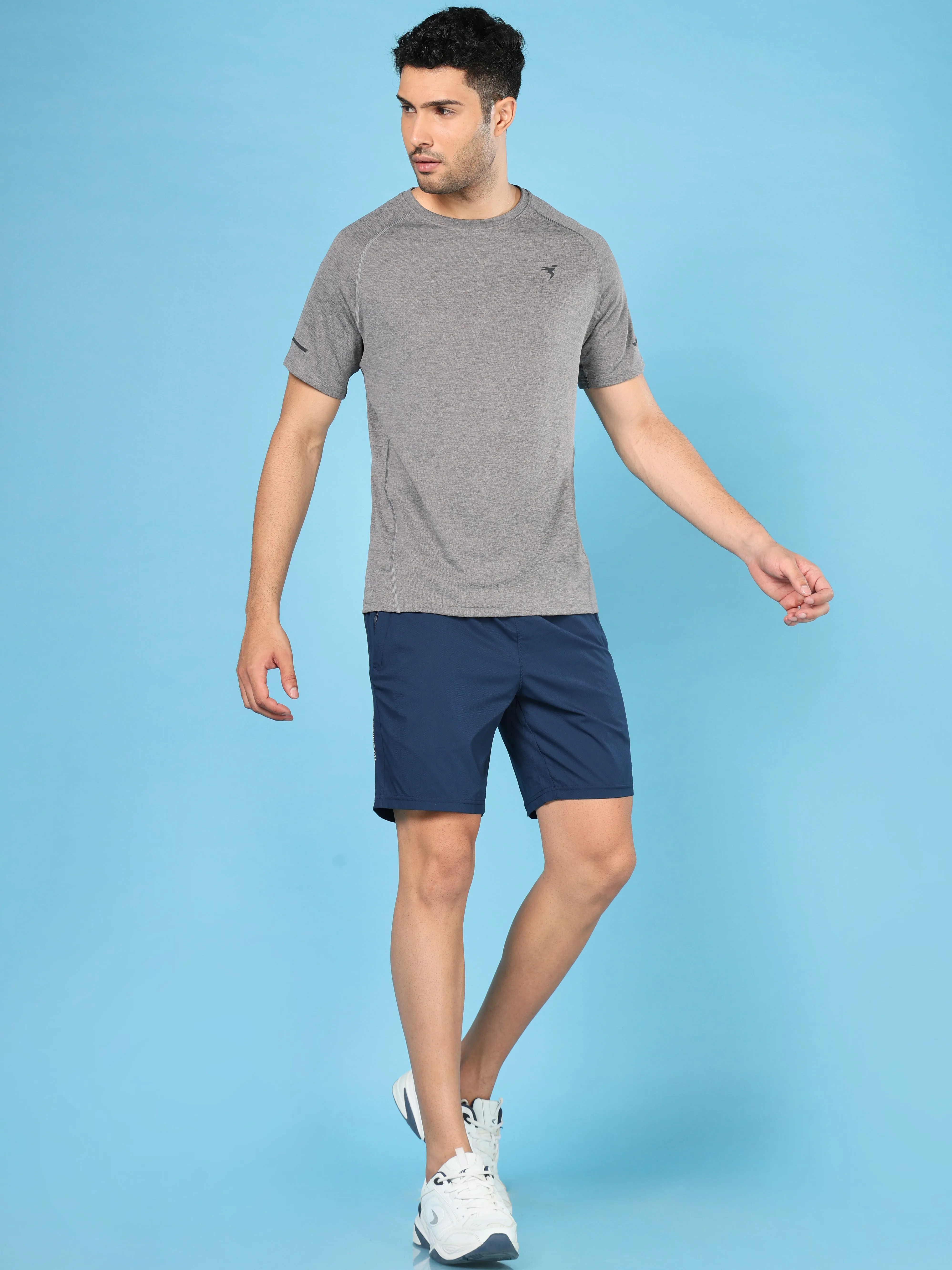 Men Melange Slim Fit Crew Neck T-shirt with MELANGE