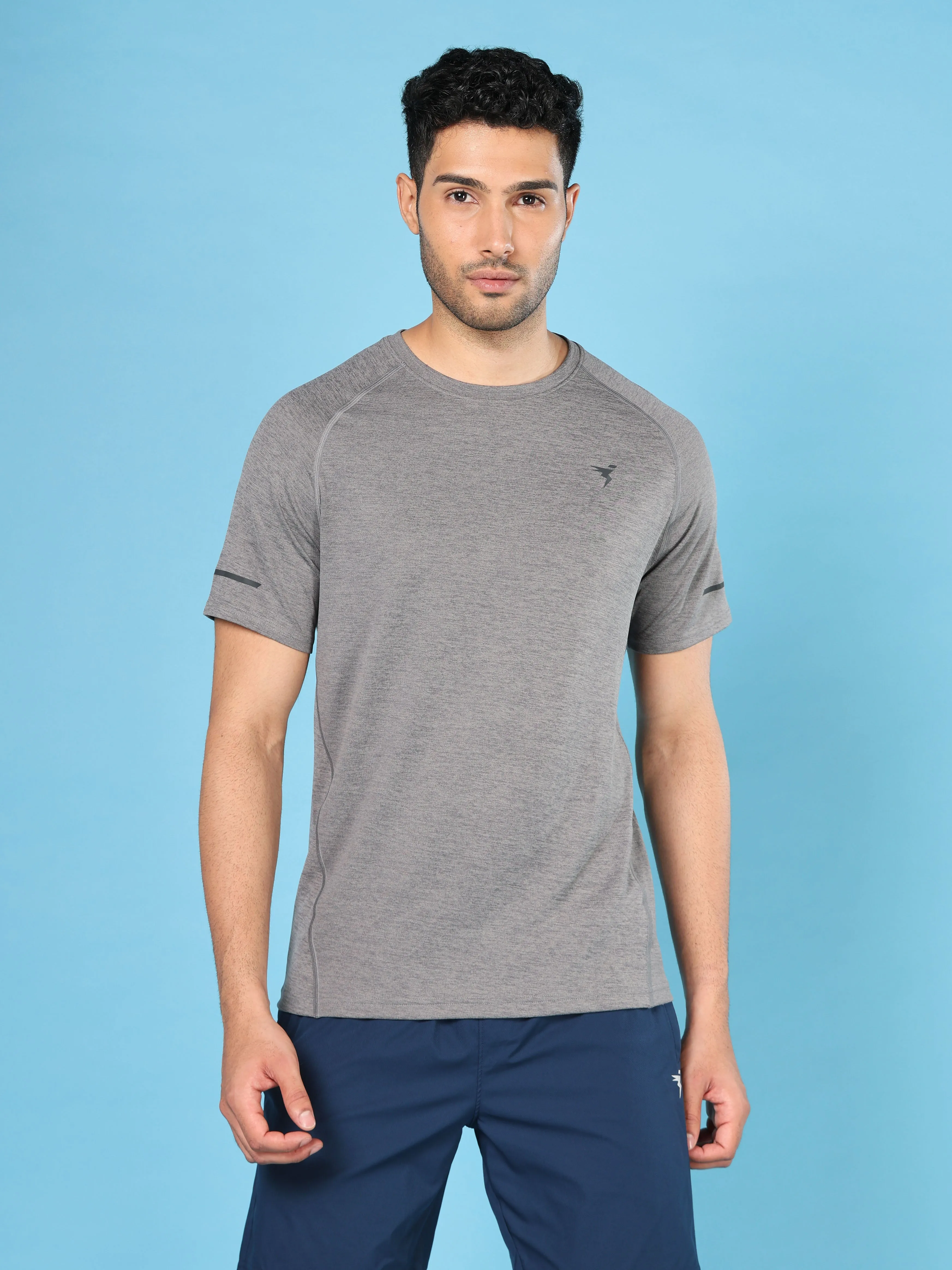 Men Melange Slim Fit Crew Neck T-shirt with MELANGE