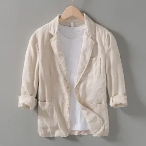 Men's linen blazer lightweight summer jacket - stylish office attire with functional pockets
