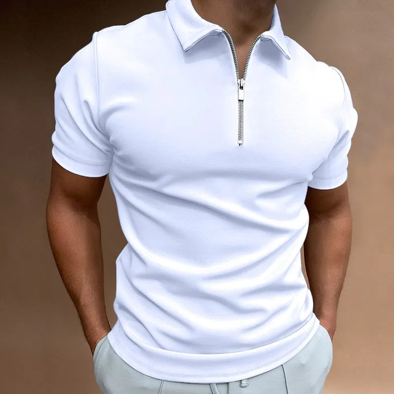 Men’s Polo Shirt – Zip Neck – Modern Collar – Slim Fit – Casual Look