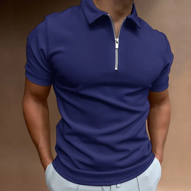 Men’s Polo Shirt – Zip Neck – Modern Collar – Slim Fit – Casual Look