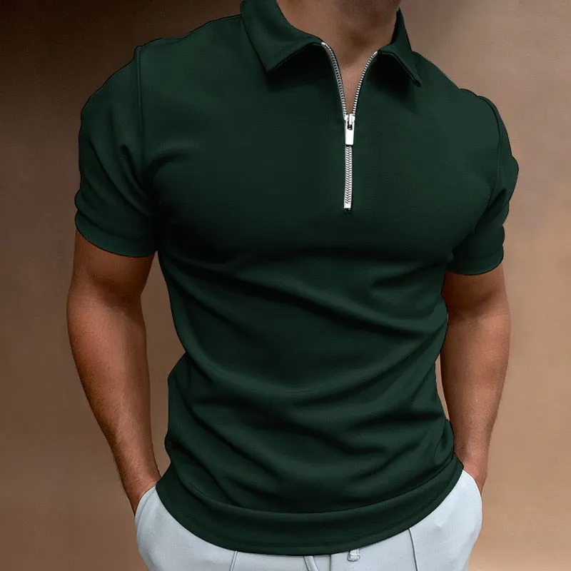 Men’s Polo Shirt – Zip Neck – Modern Collar – Slim Fit – Casual Look