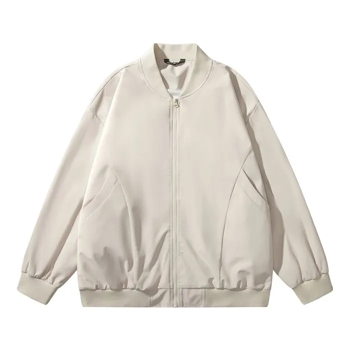 Men’s Solid Oversized Bomber Jacket with Elastic Band Cuff