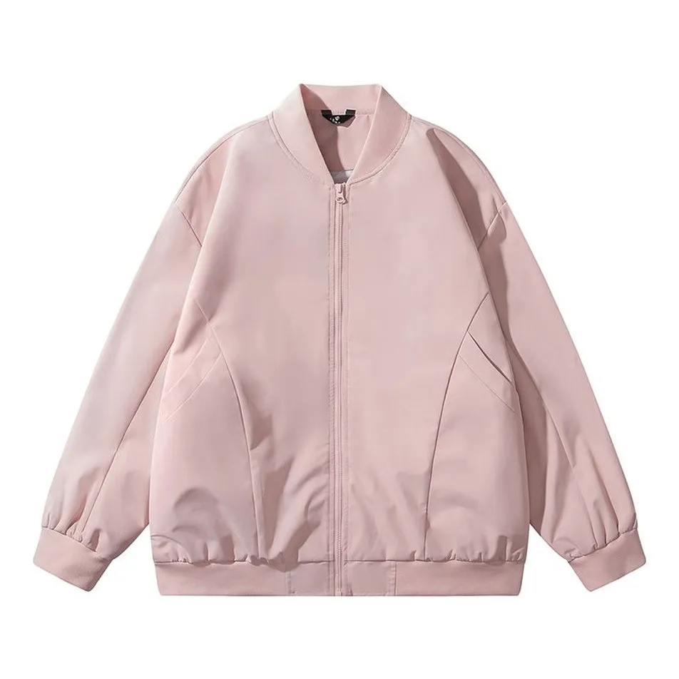 Men’s Solid Oversized Bomber Jacket with Elastic Band Cuff