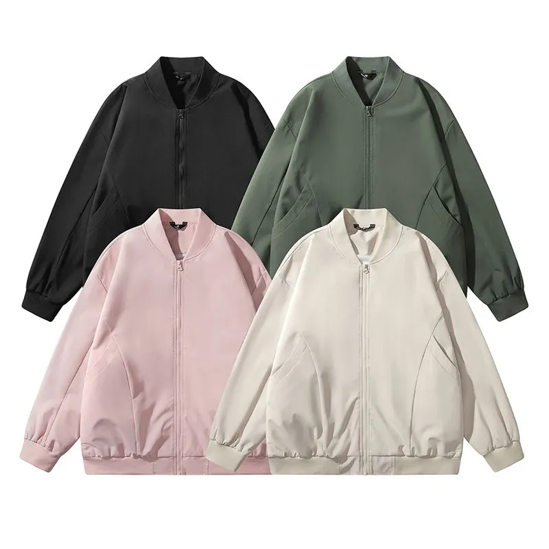 Men’s Solid Oversized Bomber Jacket with Elastic Band Cuff