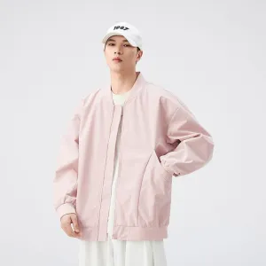 Men’s Solid Oversized Bomber Jacket with Elastic Band Cuff