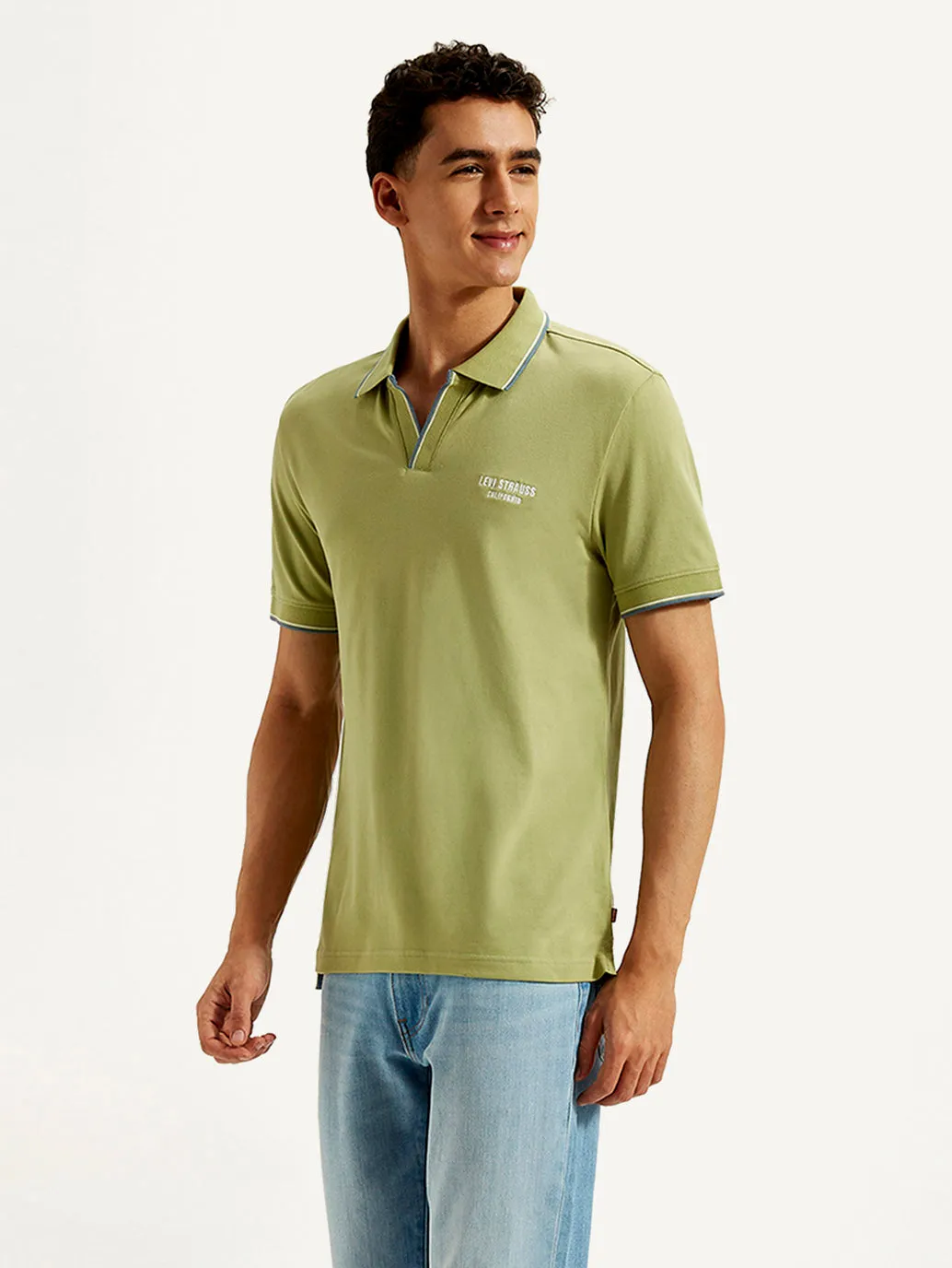 Men's Solid Slim Fit Polo T-shirt