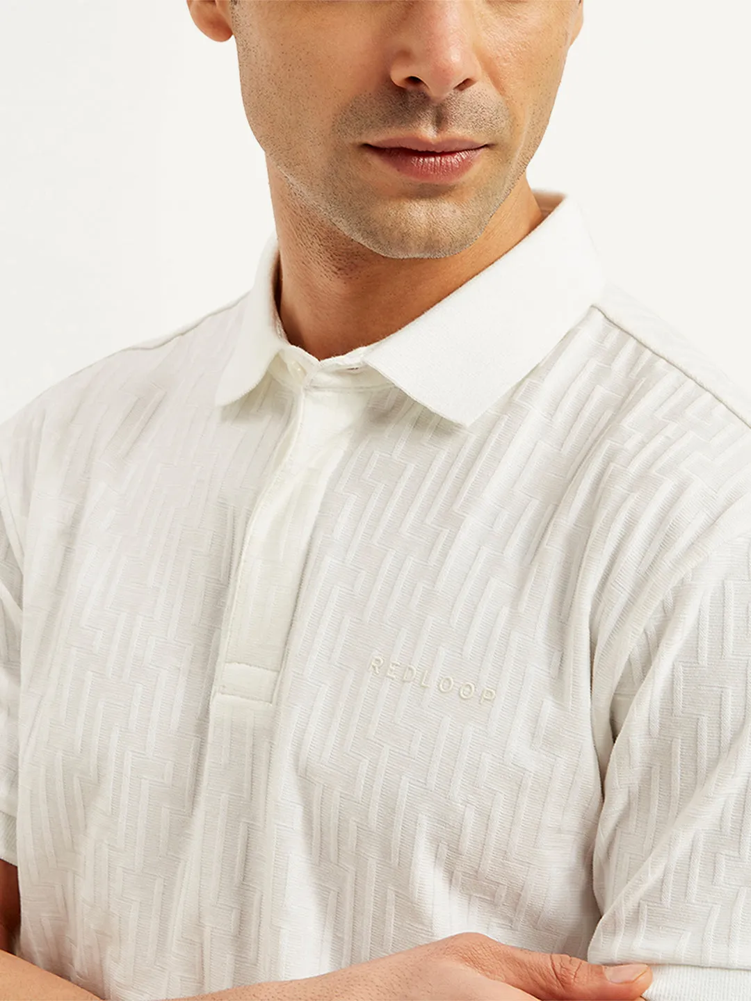 Men's Textured Slim Fit Polo T-Shirt