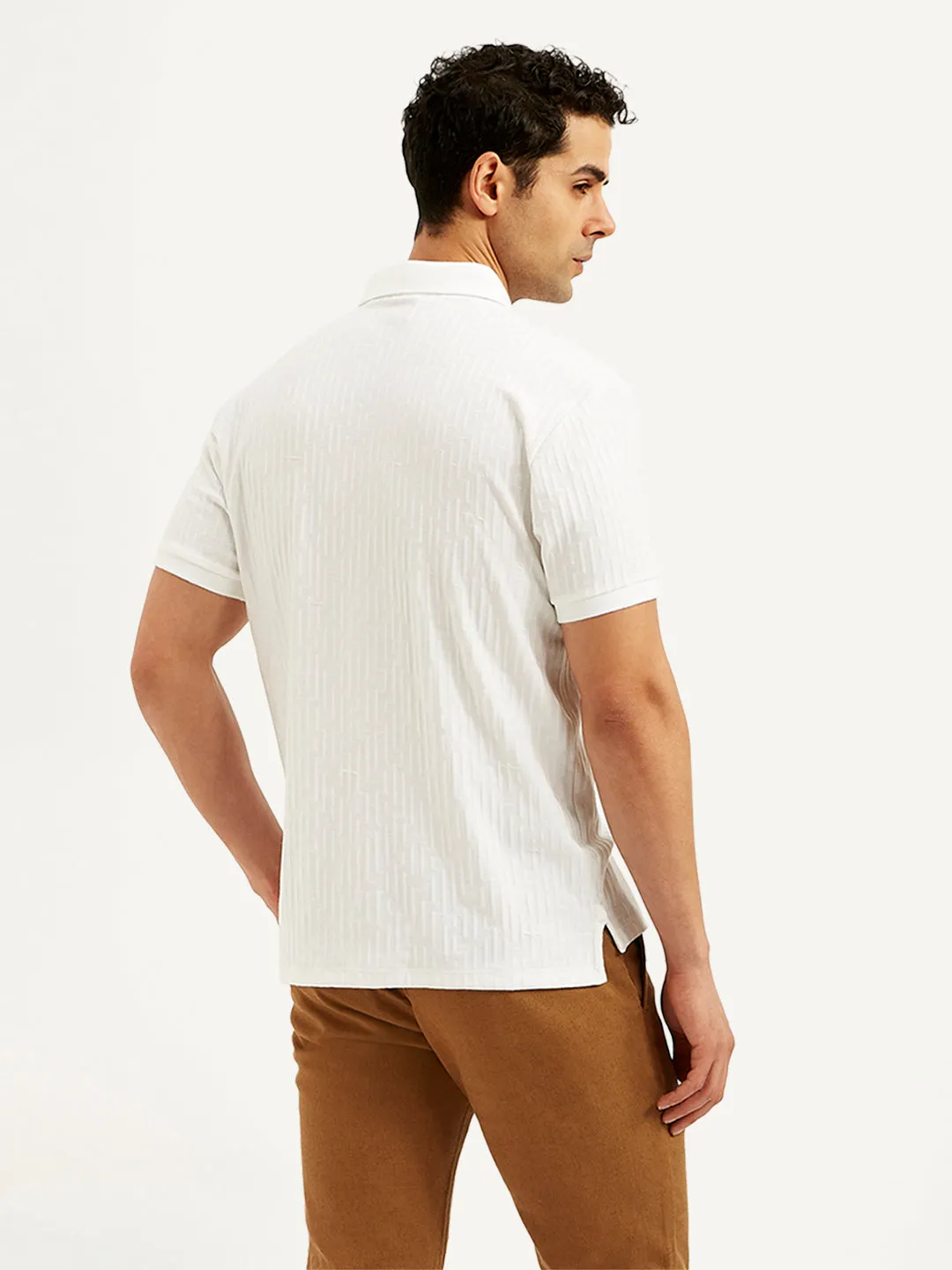 Men's Textured Slim Fit Polo T-Shirt