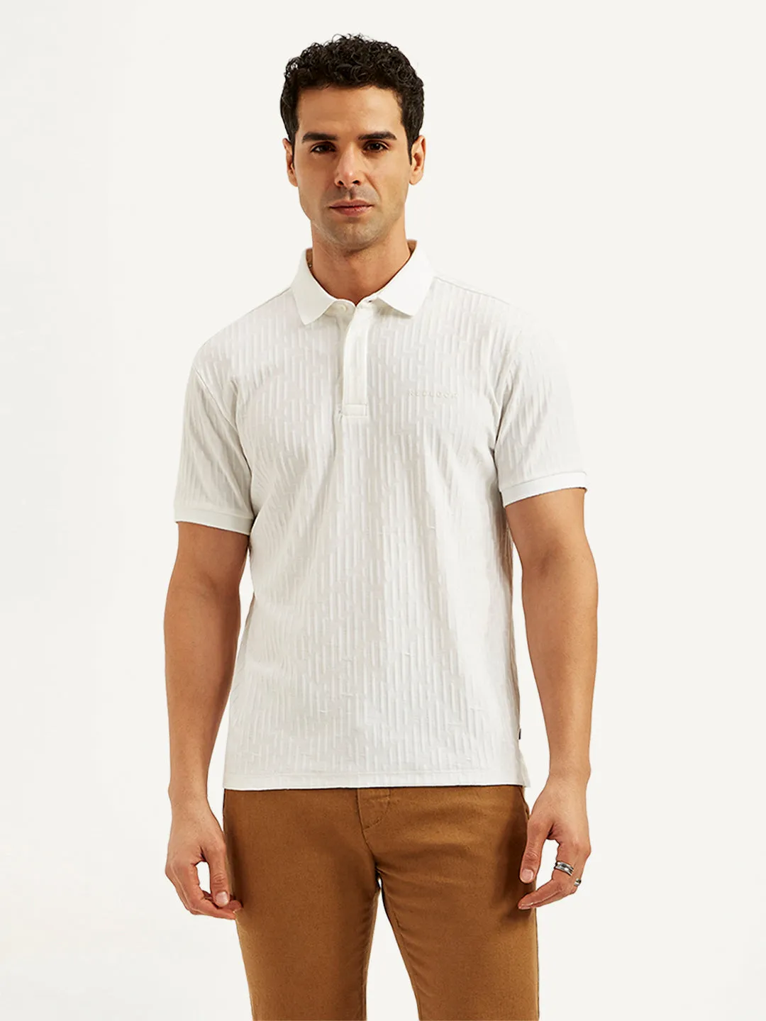 Men's Textured Slim Fit Polo T-Shirt
