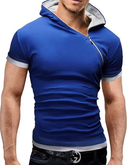 Men's Tops Tees Summer Cotton O Neck Short Sleeve T Shirt Men Fashion Solid Hooded Slim T Shirts Mens